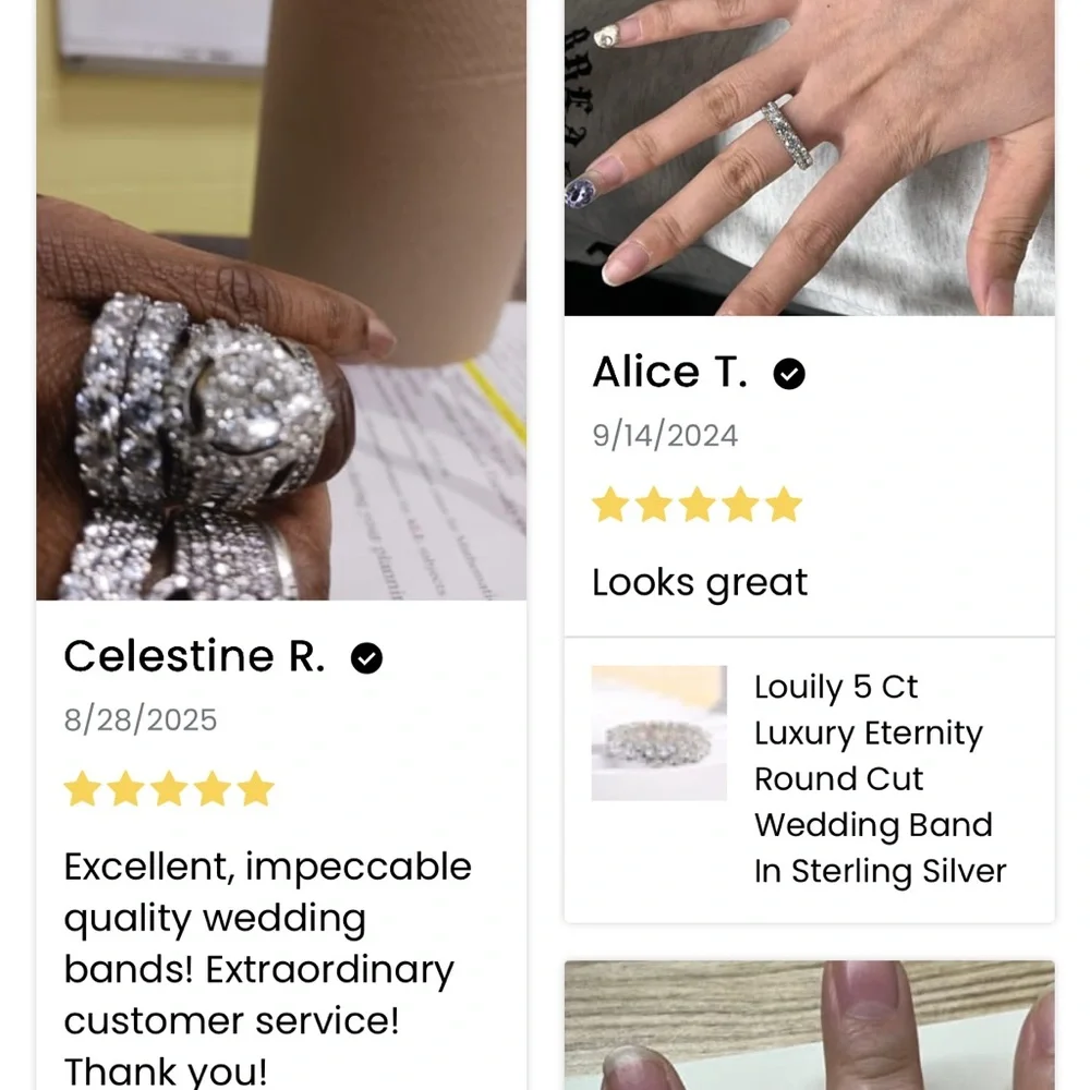 Louily 5 Ct Luxury Eternity Round Cut Wedding Band In Sterling Silver